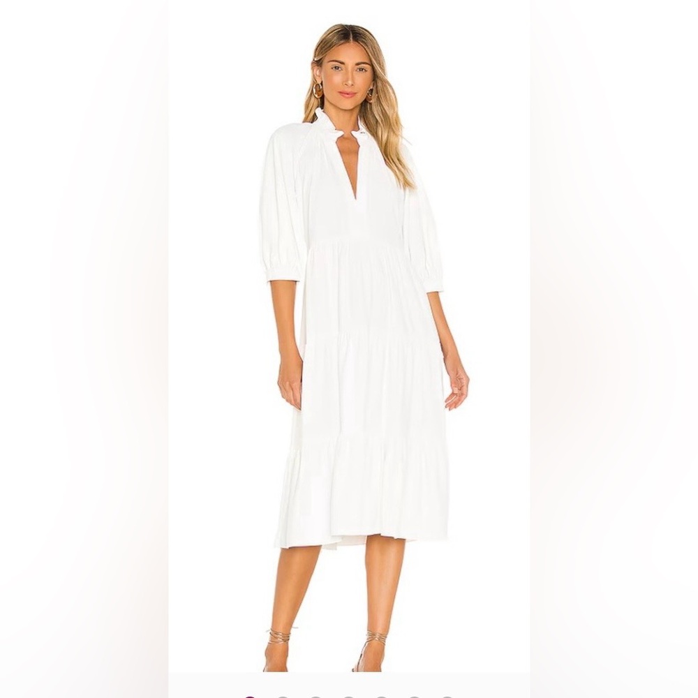 Amanda Uprichard ivory tiered midi dress size medium